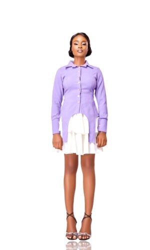 Lukabi Purple shirt with off-white Skirt